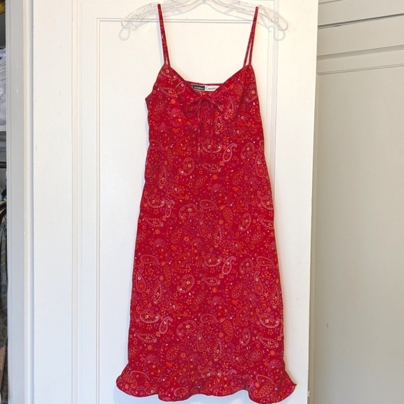California Concepts Dresses & Skirts - California Concepts Red Pink Orange Paisley Y2K Slip Dress Sundress Small
